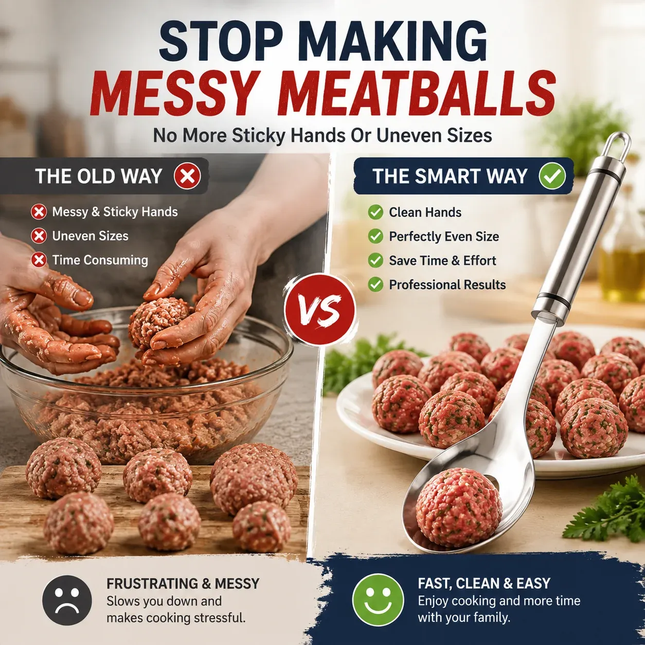 Meatball maker in use